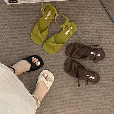 Summer Womens Sandals Comfortable Breathable Fashion Soft Outdoor Beach Shoes 2026 New Square Toed Flat Shoes Sandalias De Mujer