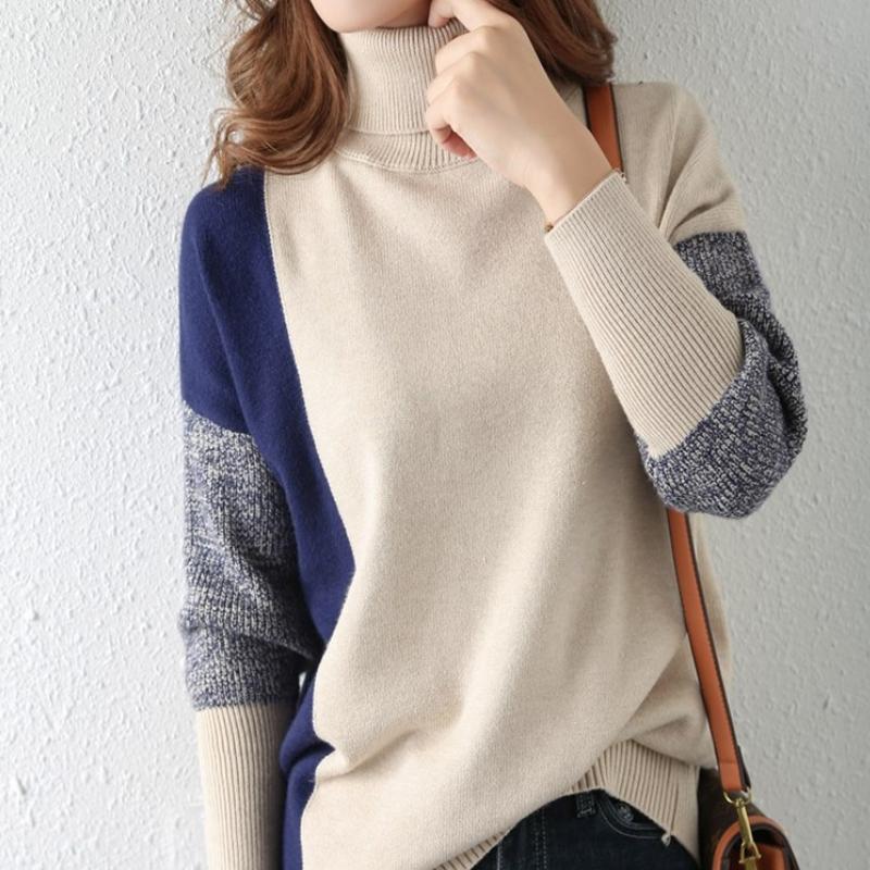 GMXIA Джемпер с высоким воротом и контрастными цветами — фото 6