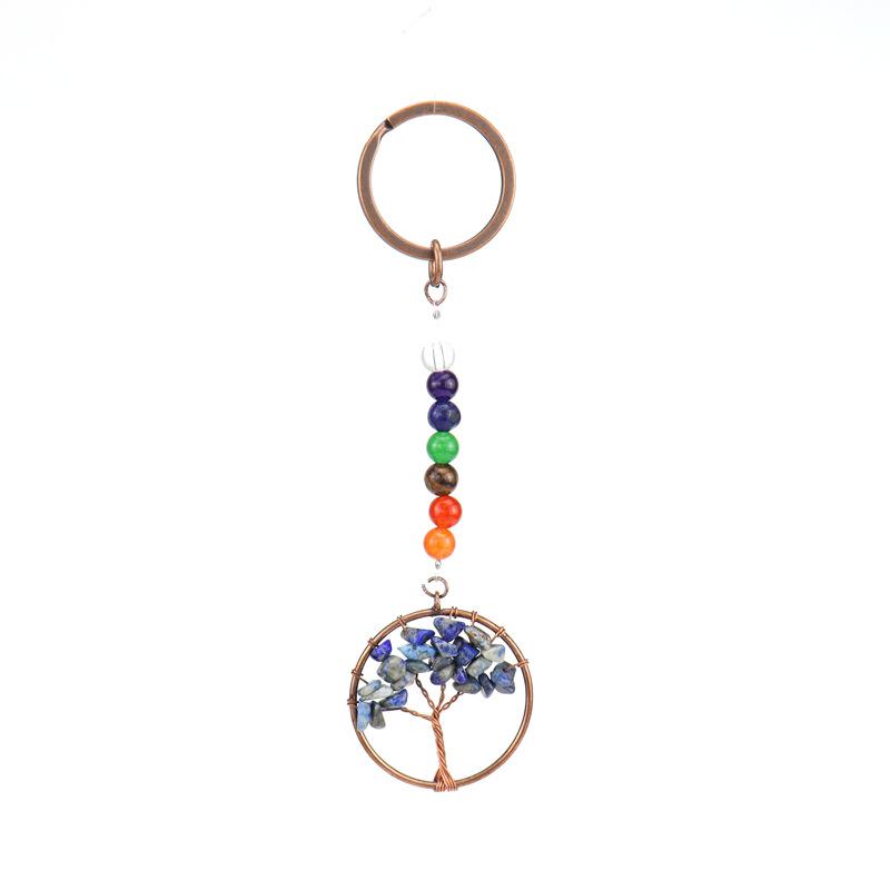 Temu Natural Crystal Colorful Stone Tree Of Life Keychain Bag Pendant Pendant Chakra Keychain K01