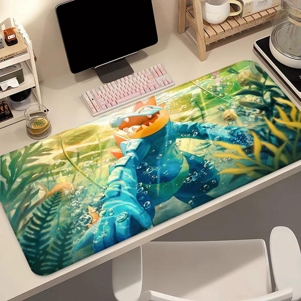 Anime Mouse Pad 900x400 Gaming Accessories Carpet Gamer Keyboard Desk Mat P-pokemon Feraligatr Non-Slip Laptop Notebook Mousepad