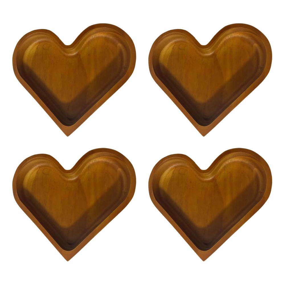 Heart Patterned Wood Serving Tray Heart-shaped Wooden Serving Tray Heart-shaped Walnut Nut Tray Set for Dining Table for Snacks