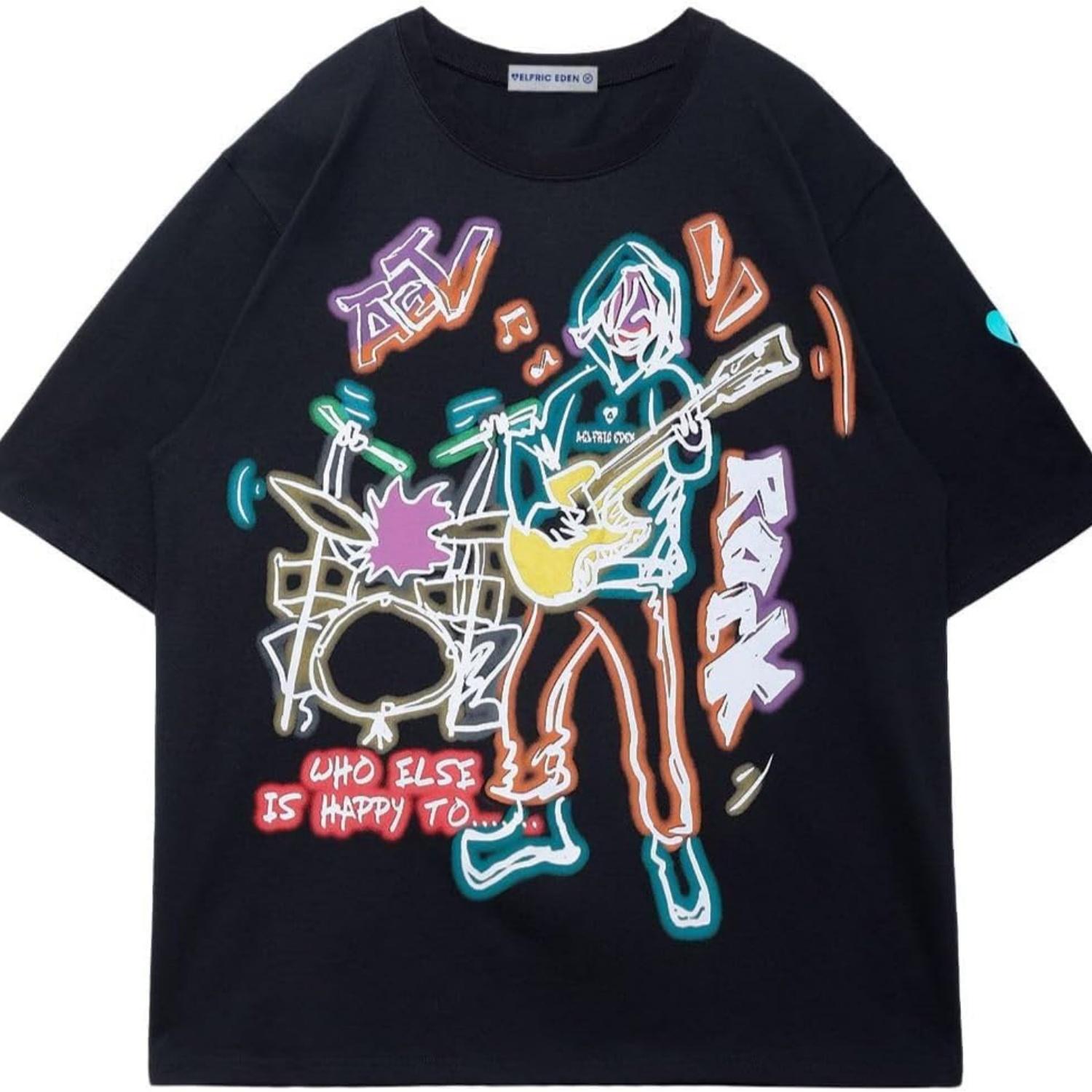 

Aelfric Eden Графические футболки Мужские Y2k Оверсайз Футболки Женские Хип-хоп Персонаж Винтажные Футболки Унисекс Летние Топы XXXXXL чёрный