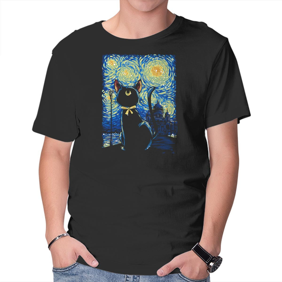 Unisex Crew Neck T-Shirt Clair de Lune Graphic Short Sleeve Casual Tee M
