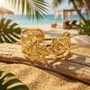 Textured Flower Bee Stainless Steel Bangle For Women Vintage Insect Style Waterproof Metal Bracelet Jewelry