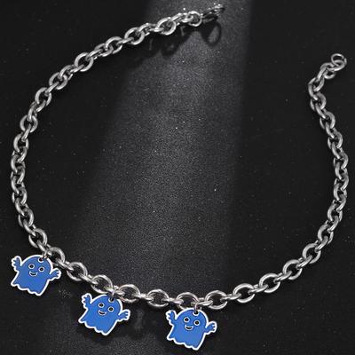Novo colar fantasma azul da série Halloween Night, colar de personalidade fofo e engraçado para meninas