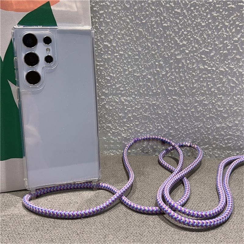 

Crossbody Lanyard Transparent Shockproof Case For Samsung S24 Ultra S23 Plus S22 Adjustable Shoulder Strap Acrylic Clear Cover For S23&Case & Strap