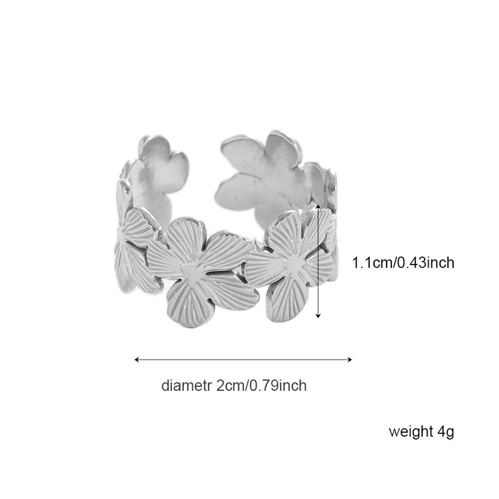 Women's Adjustable Titanium Steel Floral Ring - Non-fading, Lightweight Luxury Design Jewelry