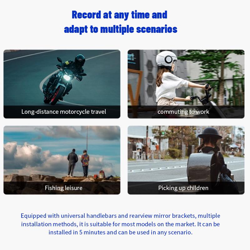 1080P Full HD Motorcycle Dash Cam Built-in WiFi IP66 Waterproof Shockproof Professional Riding Safety Recorder