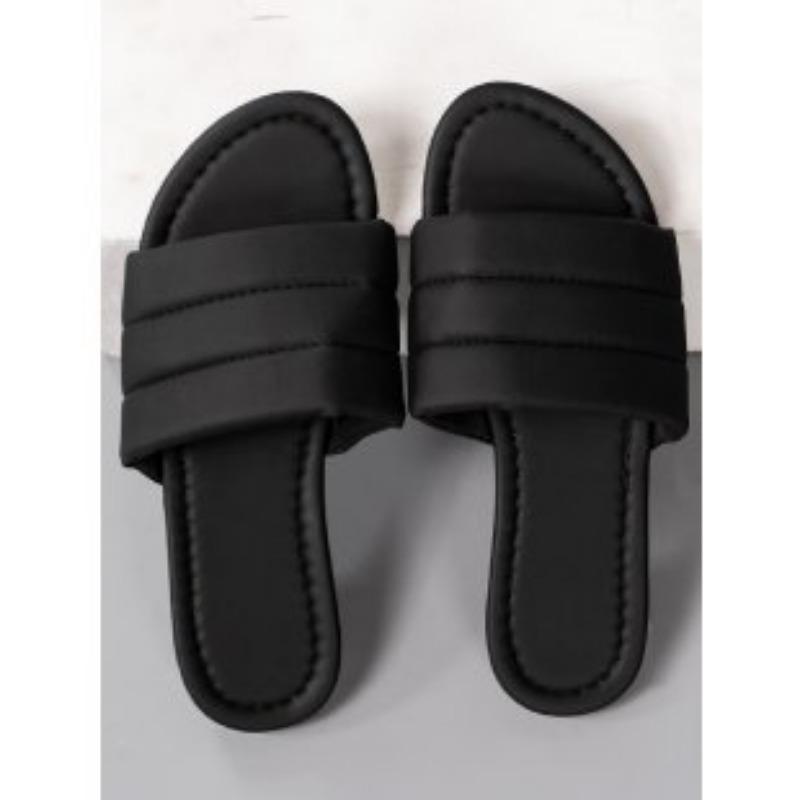 

Однословные тапочки женские маленькие сандалии на плоской подошве женская обувь новая летняя одежда простые пляжные сандалии женские 43 чёрный