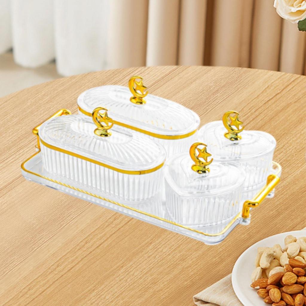 Dried Fruit Plate Candy Dish with Lid Stand,Divided Serving Dish,Appetizer Plate,for Wedding