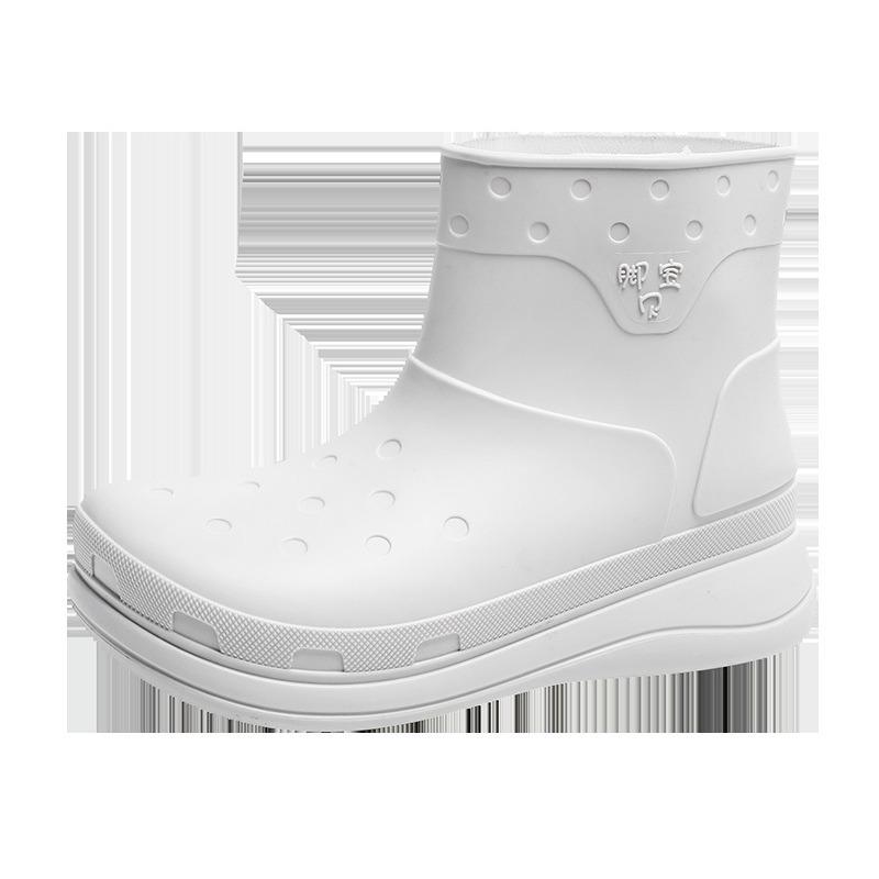 

Men s fashion trend rain shoes, locomotive wind waterproof short tube, thick-soled non-slip rubber shoes, fishing warm rain boots cross 44 белый