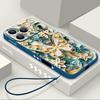 Fantastic Butterfly Print Lanyard Case For iPhone 17 Pro Max Funda iPhone 16 15 14 13 Pro Max 11 16E 17E Soft Silicone Cover
