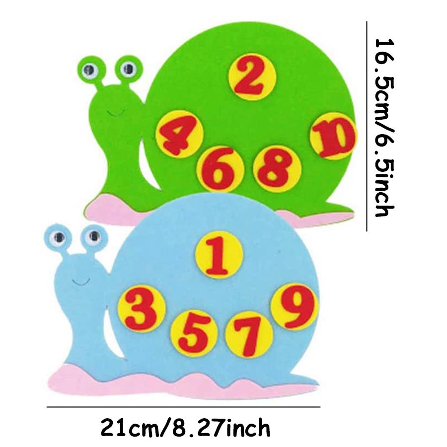 1-10 Digital Snail Cartoon Felt School Mathematics Teaching Aids Color Number Cognitive Felt Teaching Tools School Supplies