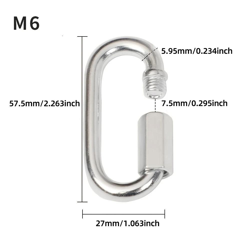 Connect Hook Stainless Steel Connecting Ring Quick Chain Link Track Climbing Mountaineering Carabiner Insurance Buckle M4/6/8/10