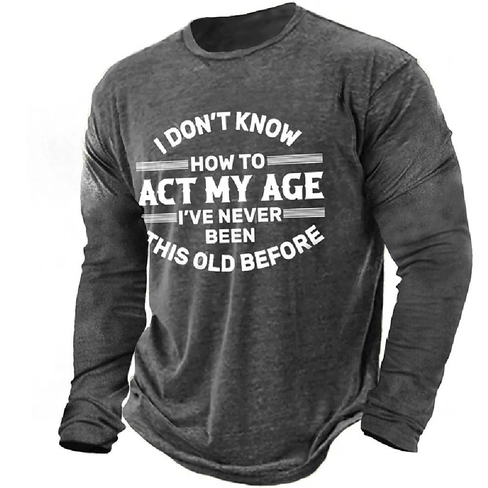 

Spring and Autumn Round Neck 3D Printed Top Fashionable Casual Vintage Long Sleeved Men s T-shirts S