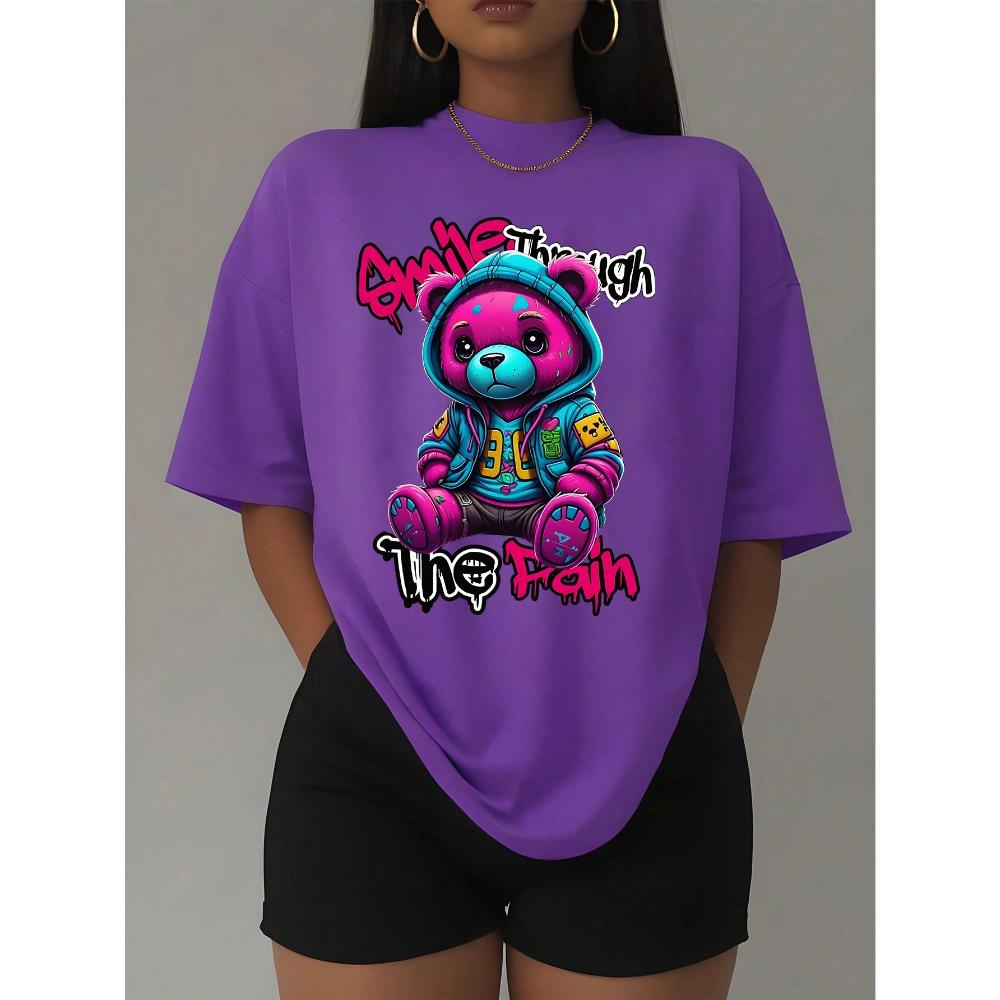 

Женская облегающая повседневная футболка с коротким рукавом, с принтом медведя «Превращая лимоны в лимонад» L