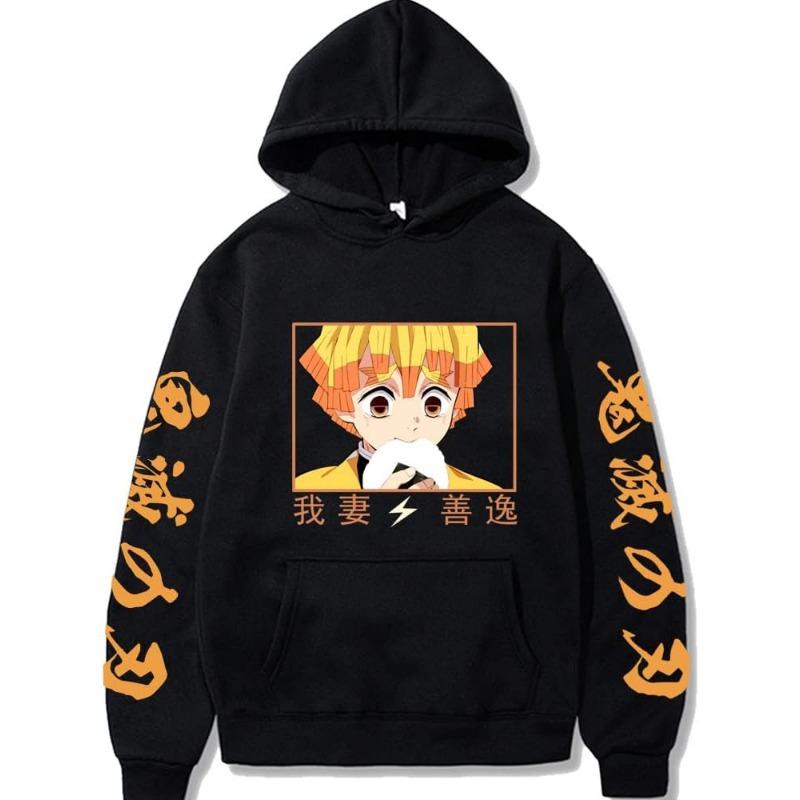 Rengoku Kyoujurou Hoodie Sweatshirt Cosplay Costume Sweater Pullover Hooded Men Anime Black Pullover