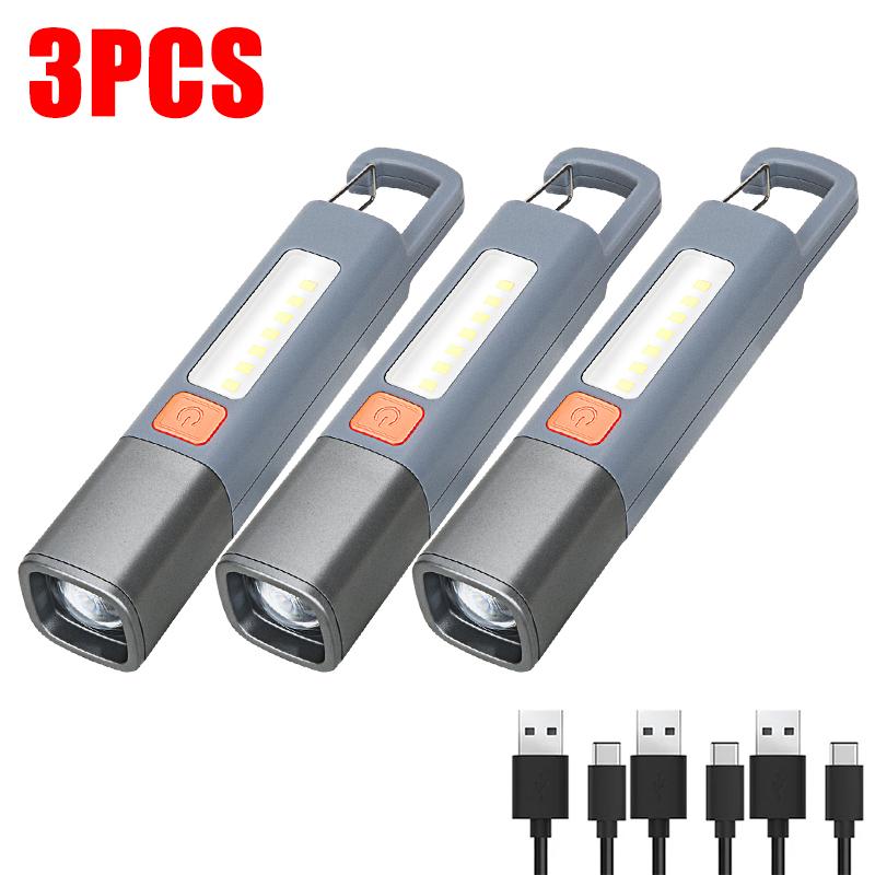 Portable LED Torch Light XPE Super Bright Flashlight With Hook Camping Light USB Rechargeable Zoomable Waterproof Torch Lamp