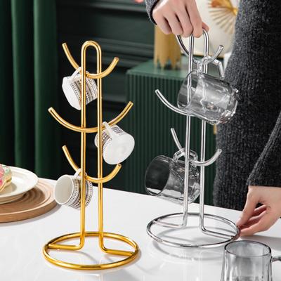 Kovový strom na držiaky na šálky 6 háčikov Držiak na kávové hrnčeky Silná nosnosť Strom na šálky Stojan Organizér na vystavenie šálok na kuchynskú dosku