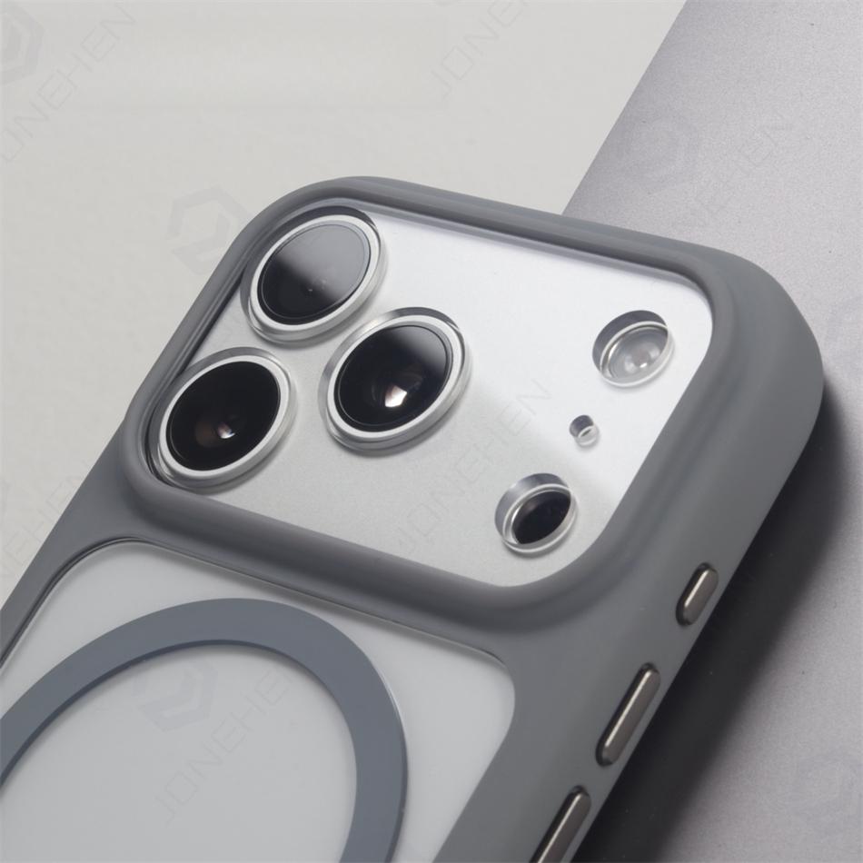 Magnetic Transparent Lens Acrylic Case For For Iphone 17 16 Pro Max Air Hybrid Soft Frame Camera Control Button Cover For