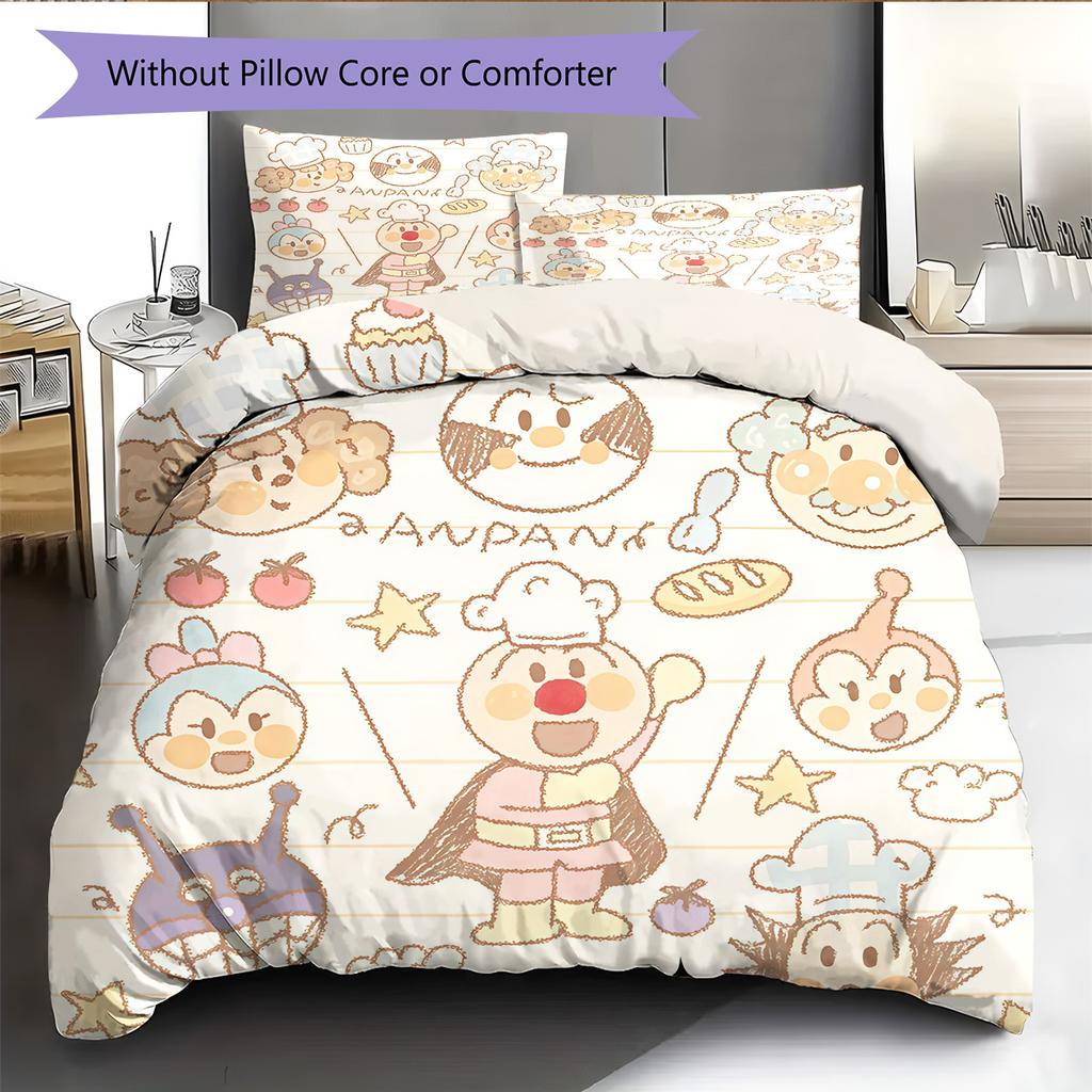Anpanman Pattern Bedding Quilt Set  Home Decoration  Gift (1 * duvet cover + 2 * pillowcase  without core)