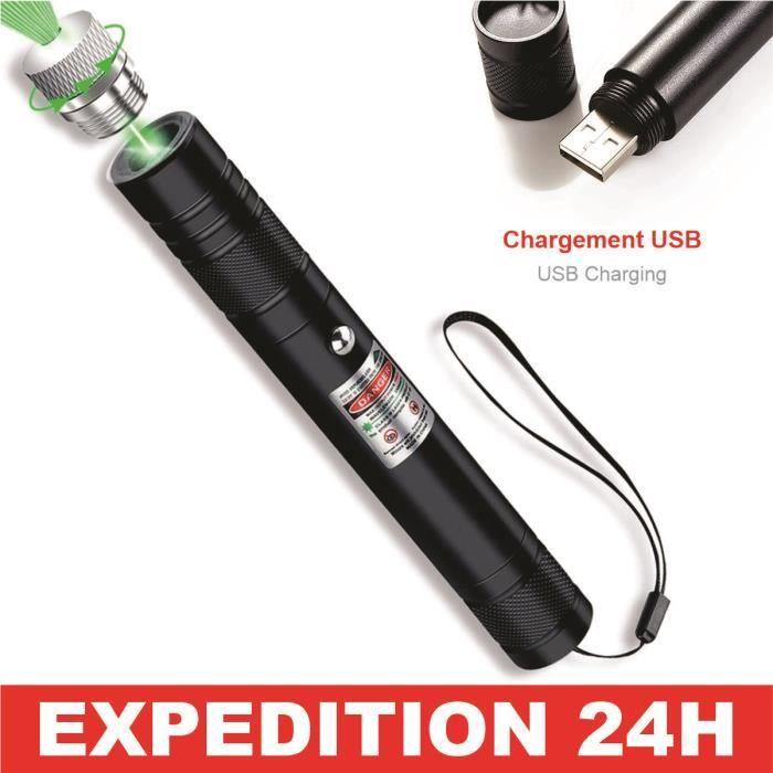 Pointeur Laser - GREEN - 1mW - Longue Portée 10KM - Charge USB - Nouveau Modèle