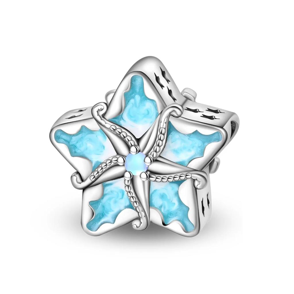 Copper Romantic French Sweet Blue Heart Lock&Bow Ballet Shoes Charm Beads Fit Arm Bracelet DIY Craft Jewelry Piece Women Birthday Party Gift Item