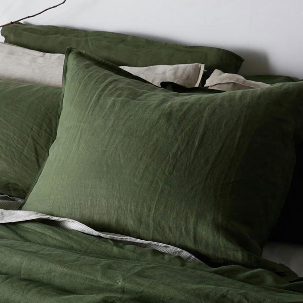 100% Французский Лен Мягкие Дышащие Наволочки Декоративные Квадратные Наволочки для Подушек для Кровати Дивана Кушетки Застежка-конверт 30x50cm мох зеленого