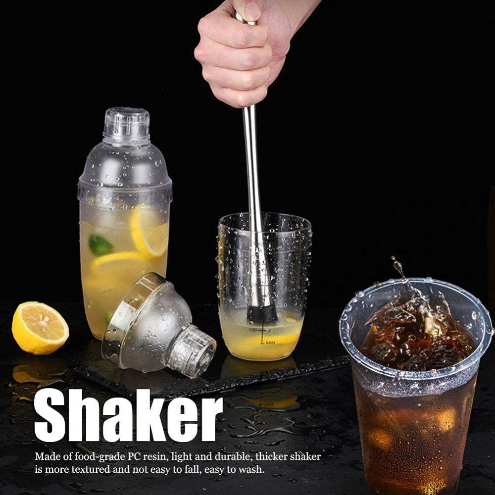 Portable Mixer Cup BPA-Free Shake Cup Muddler Set Beginner Drink Hand-Shake Mixer  Bar Tool