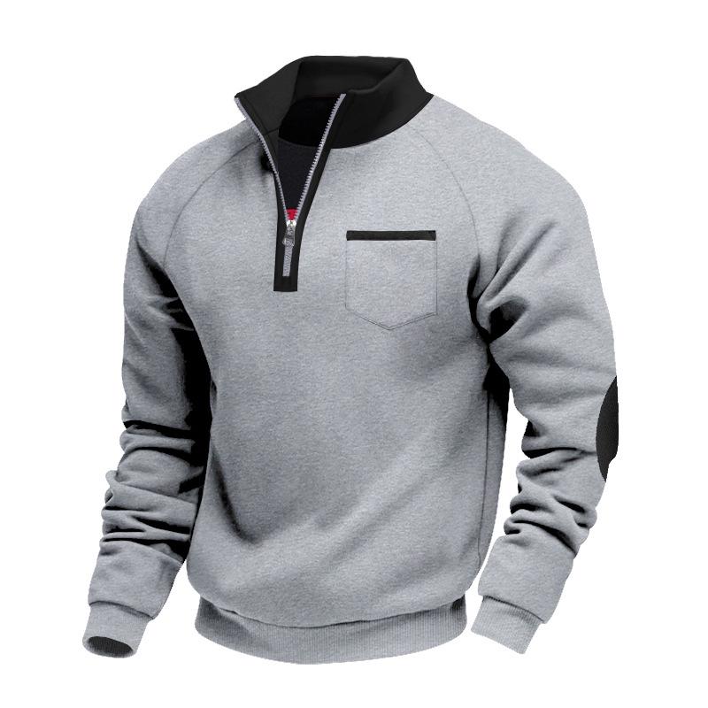 Autumn and Winter Men's Fleece Sweatshirt Stand-up Collar Half Zipper Long Sleeve Trend Men's Top