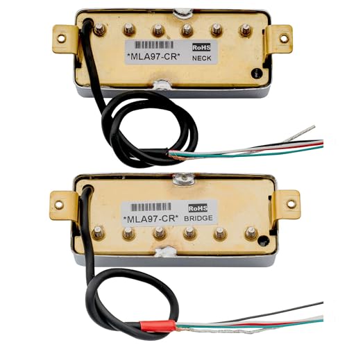 Artec MLA97 Alnico 5 Covered Mini Humbucker Pickup Neck/Bridge PU Set for Electric Guitar, Chrome