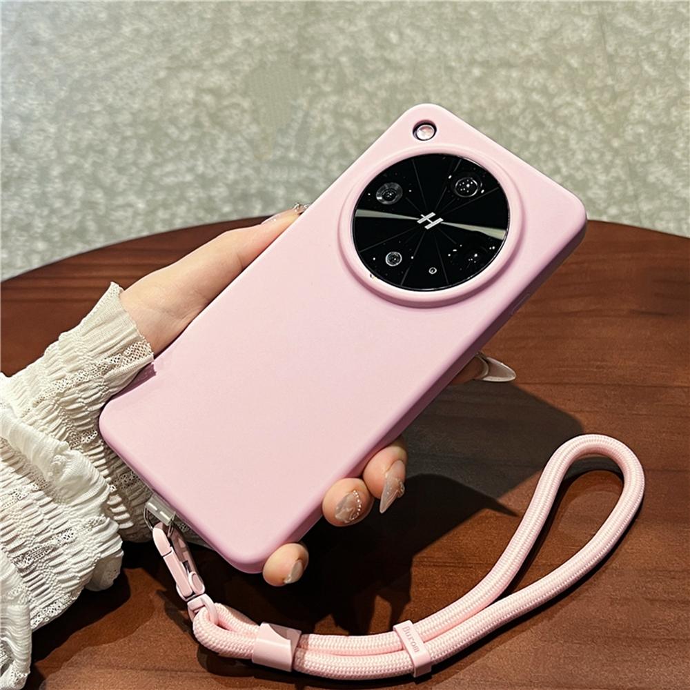 

Для Oppo Find X8 Ultra 5G Чехол Приятный на ощупь Жидкий Силикон+ПК Чехол для телефона с ремешком на запястье Pink