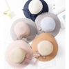 FashionTwo-color Patchwork Striped Bowknot Summer Sun Hat Women Straw Beach Hat Large Brimmed Hat