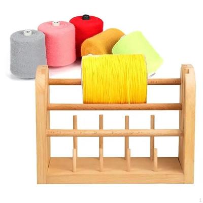 Wooden Spools Holder Thread Rack Knitting Crochet Supplies Wood Yarn Dispenser Stand for Hair