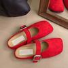 Fashion Spring Retro Single Shoes Comfortable Flat Bottom Ladies Sandals Square Toe Ballerina Style Slippers Casual Solid Mules Slides
