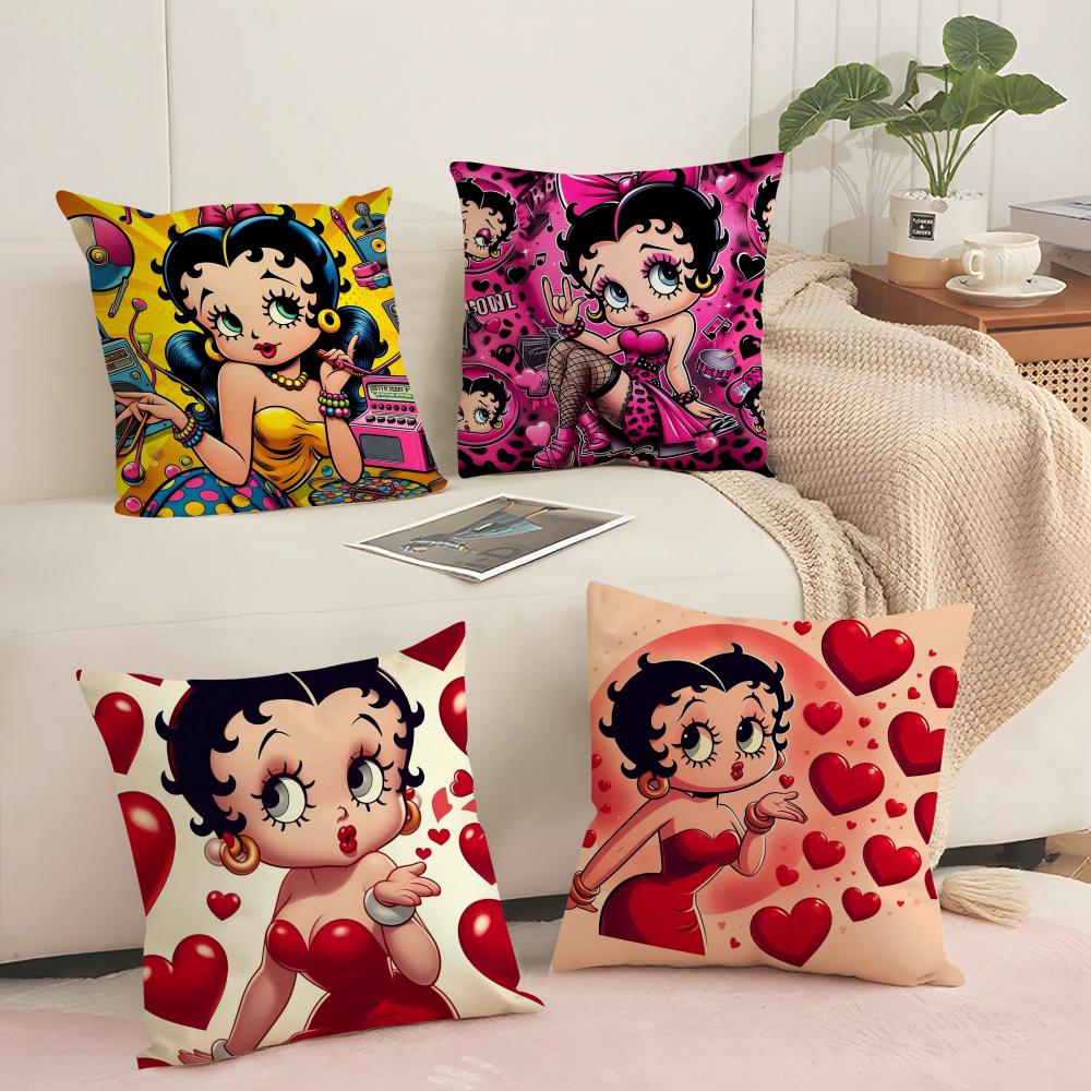 B-Betty B-Boop Cushion Cover Soft Short Plush Pillow Cover Smooth Cozy Texture Aesthetic Cushion Case Home Decor