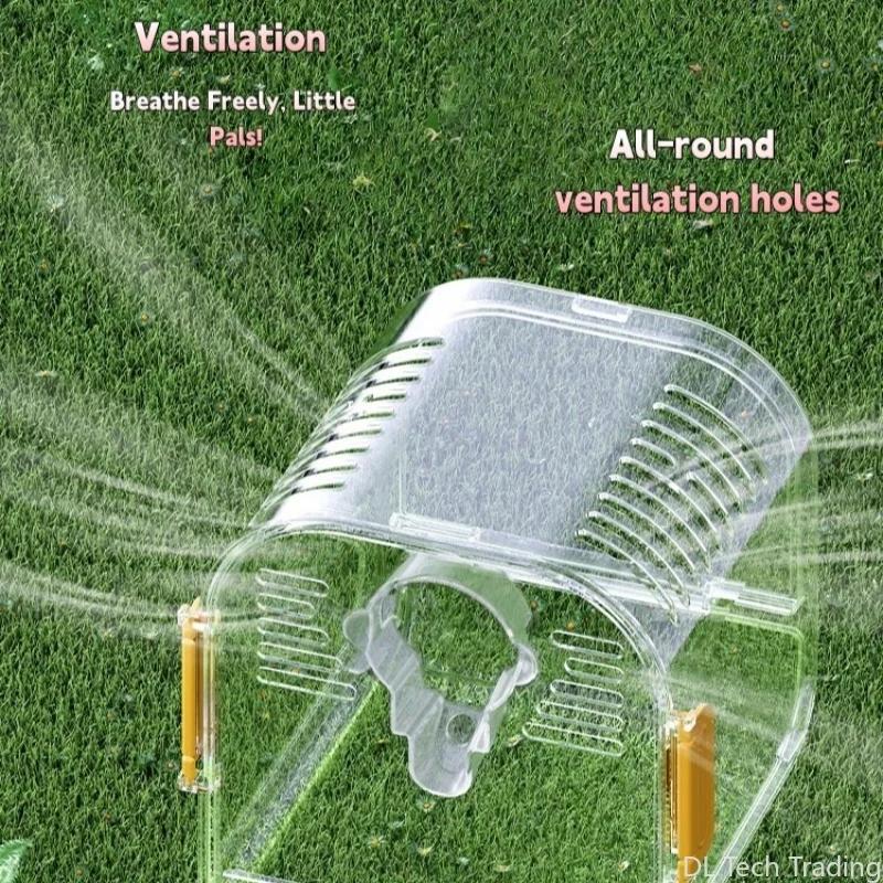 Transparent Small Pet Travel Cage with Large Window, Removable Bottom Mesh & Washable, Portable Bird Carrier with Cover