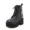 Fashion Cool Fashion Punk shoes Women Motorcycle Boots Lace Up Chunky Platform Goth Shoes Casual Brand Combat Street Shoes plus big size