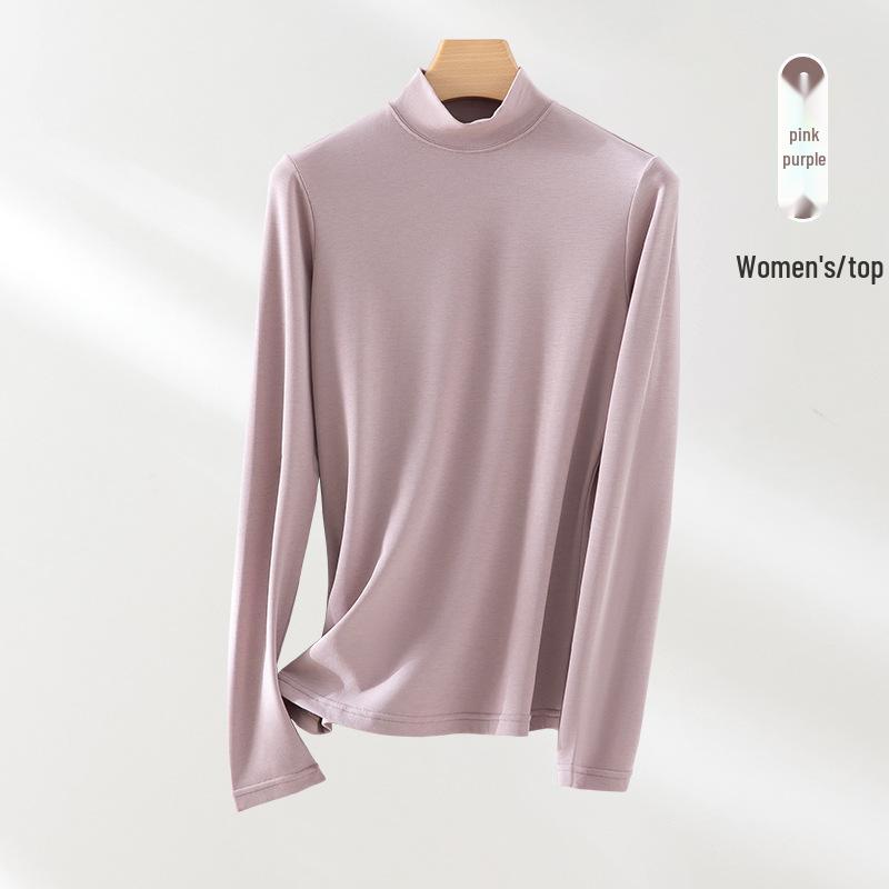 Modal Cashmere Silk Half Turtleneck Long-Sleeve Thermal Top for Women - Versatile Autumn/Winter Wear