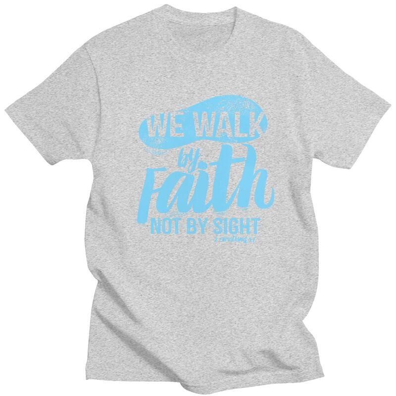 Custom Vintage Walk By Faith Not By Sight T Shirts Men Tshirt Casual Tee Tops Pure Cotton Oversized Tshirts Gift
