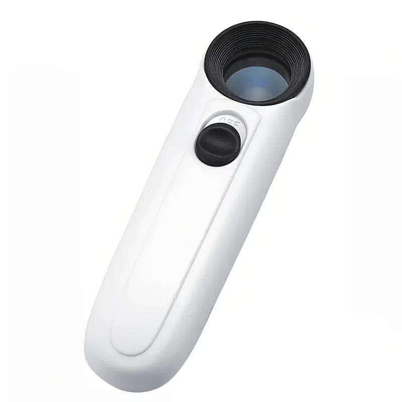 40X Handheld Magnifier With Two LED Lights For Jewelry Identification Diamond Jade HD Magnifying Glass