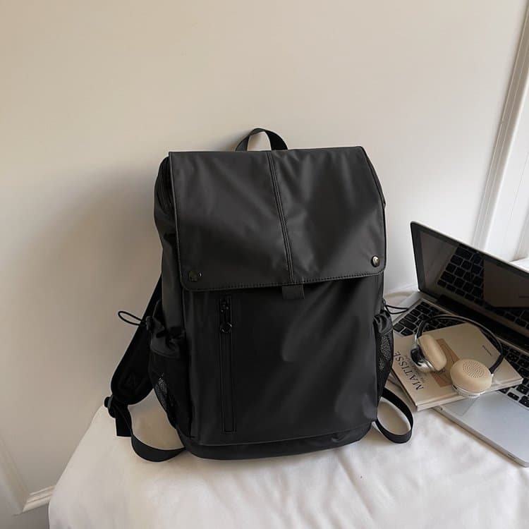 Nylon Flip Backpack Men s and Women s Computer Backpack чёрный