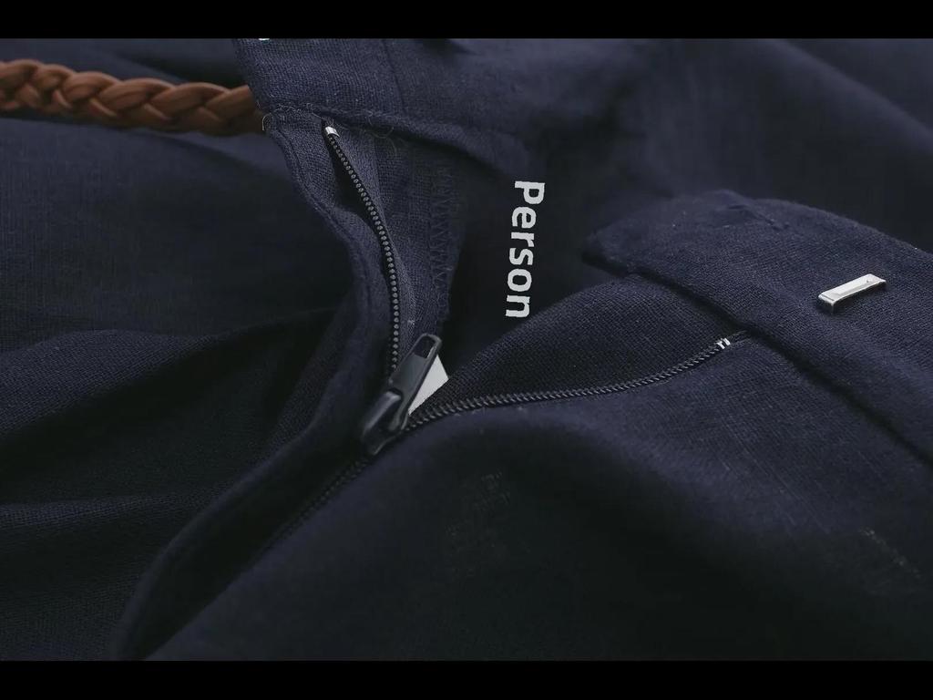 2024 Καλοκαίρι Ευρωπαϊκό & Αμερικάνικο Στυλ Ψηλόμεσο Λινό Μίγμα Ρετρό Ίσιο Παντελόνι για Γυναίκες