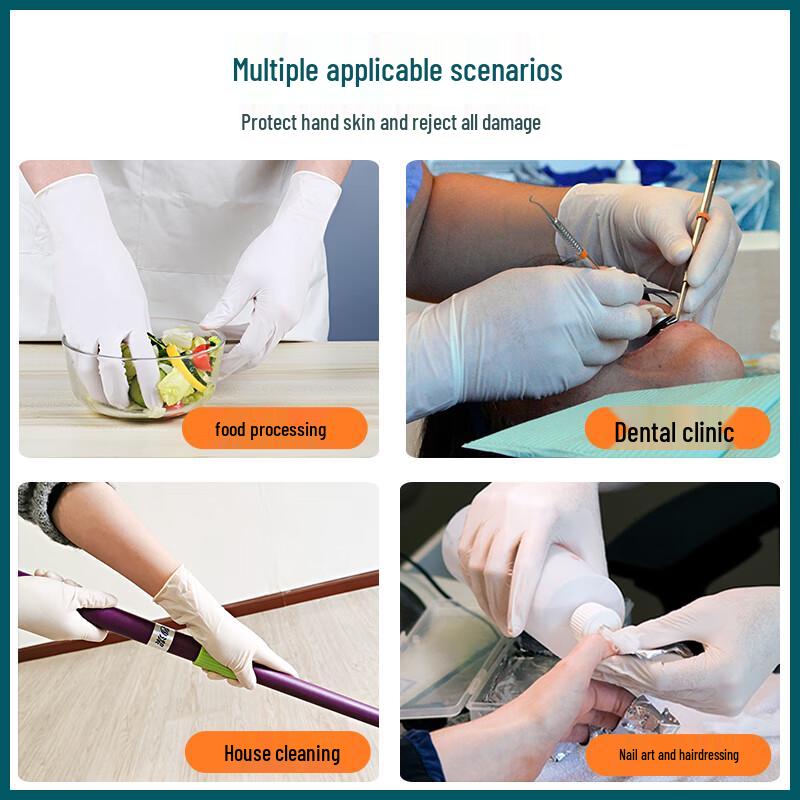 INCO Durable Medical Disposable White Nitrile Gloves