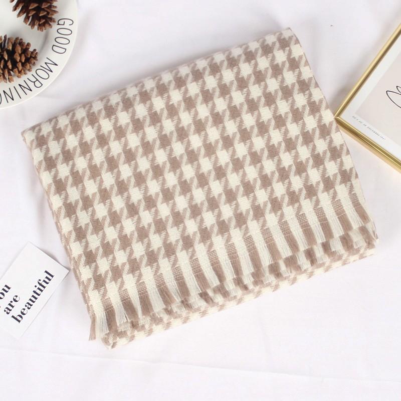 Podzimní a zimní dámský nový styl šála s kostkovaným vzorem tisíce ptáků z imitace kašmíru, evropský a americký teplý šál, límec