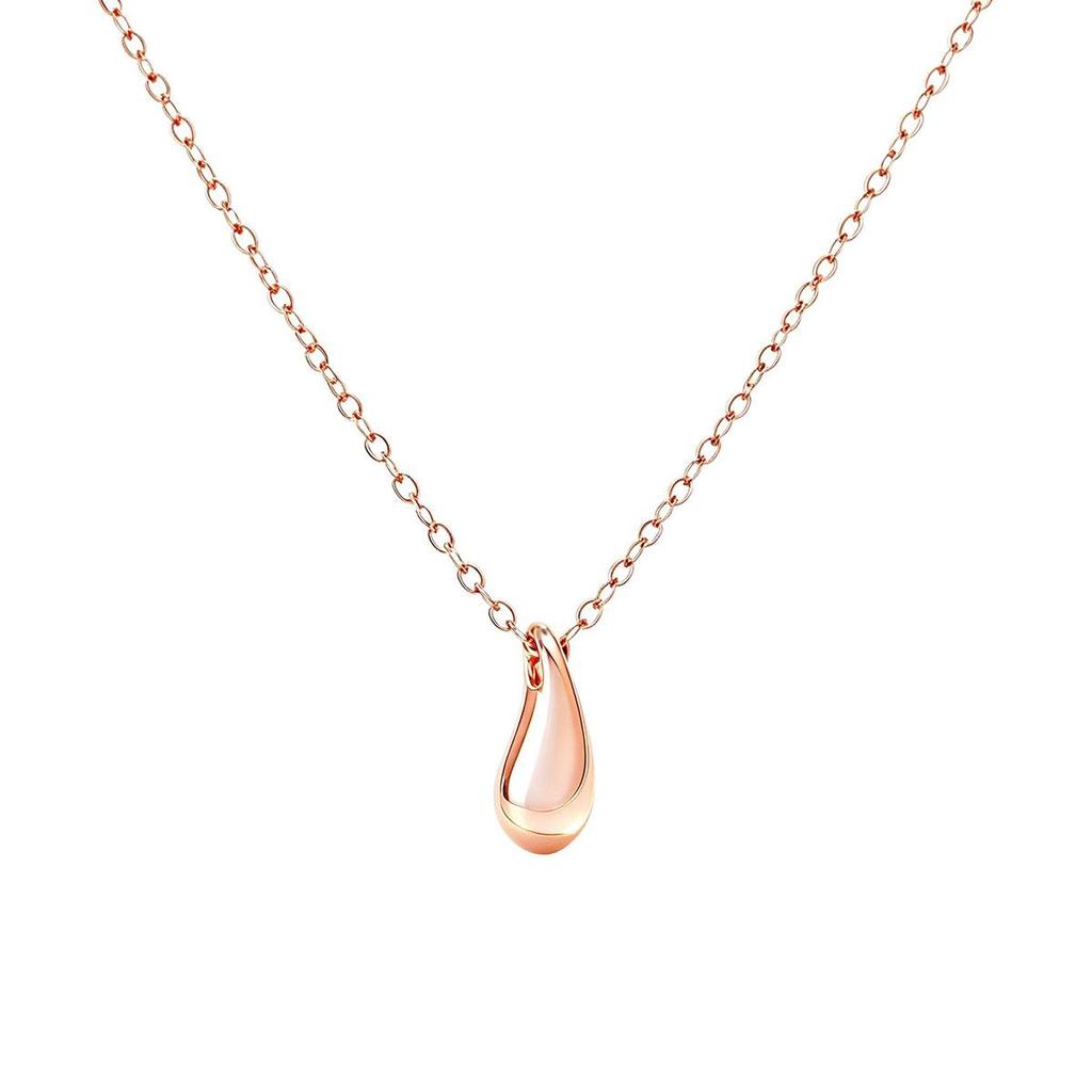 Simple Rose Gold Small Drop Necklace Niche Collarbone Chain Women's Daily Bean Pendant Accessories Versatile Jewelry