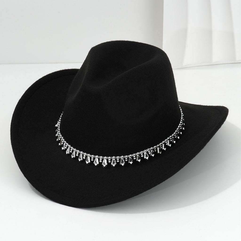 Men's and women's western cowboy hats rhombus swords tweed felt top hats birthday party hats jazz hats