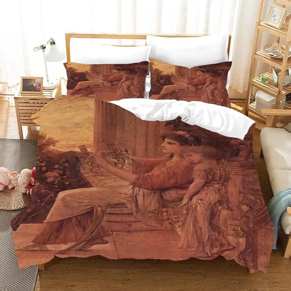 

Angel Oil Painting Bedding Set Ancient Art Duvet Cover Cartoon Warm Bed Quilt Cover Kids Bedroom Bed Cover Set Green 70x133cm 2pcs