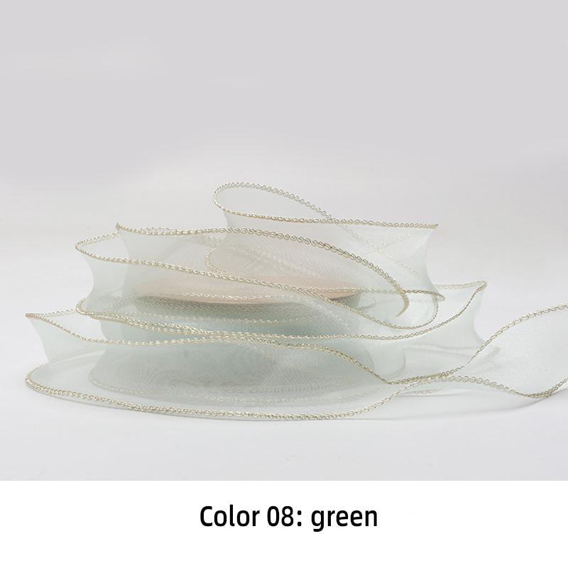 10Yards 40mm Golden Wavy Edge Chiffon Ribbon DIY Accessories Ribbon for Bows Bouquets Gift Wrapping Sewing Clothes Materials
