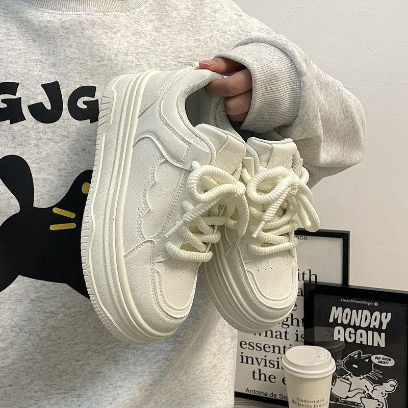 Spring and Autumn New Korean Version Fashion Trend Versatile Pure White Shoes Board Shoes Comfortable Casual non-Slip Women's